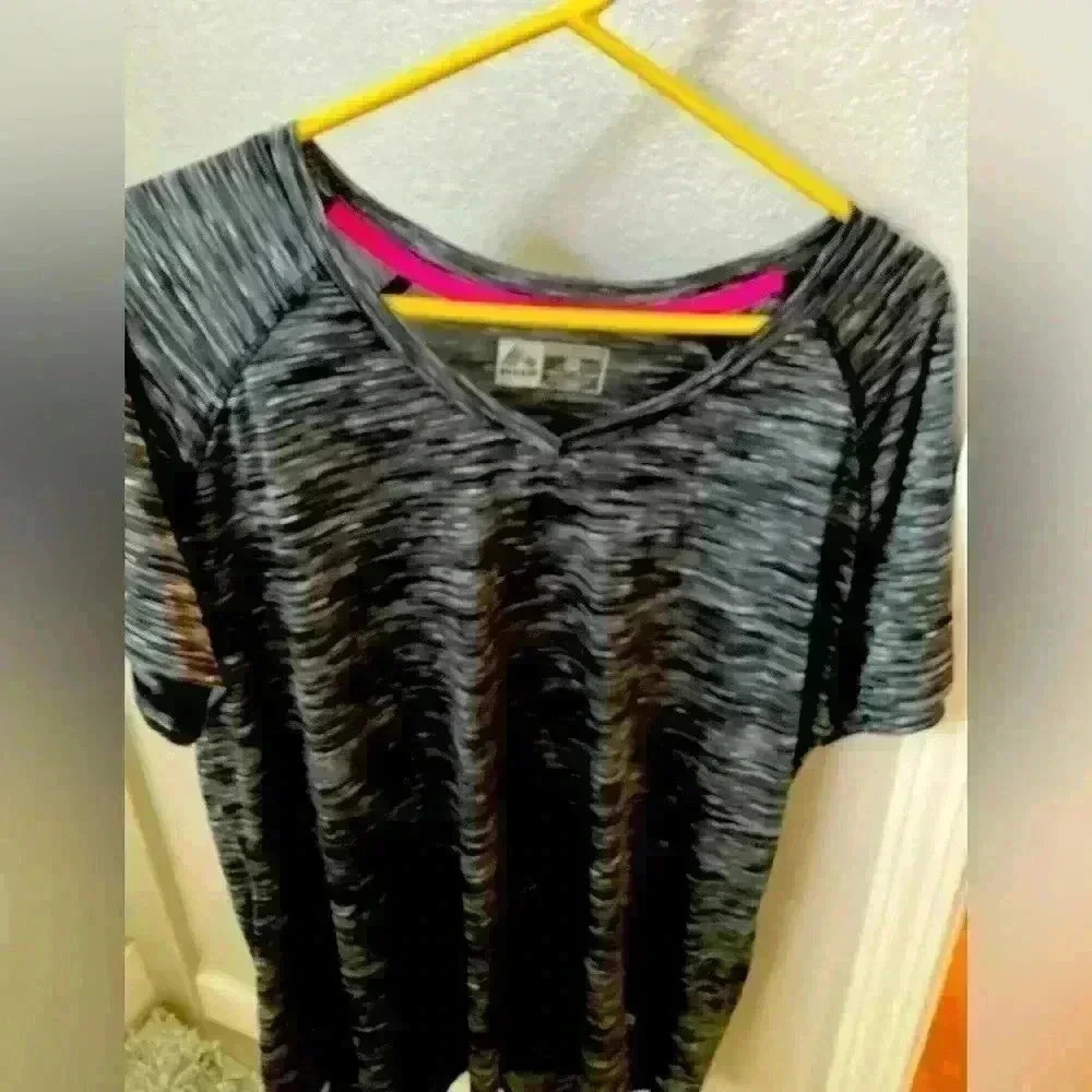 RBX Black and Gray Space-Dye V-Neck Active Tee